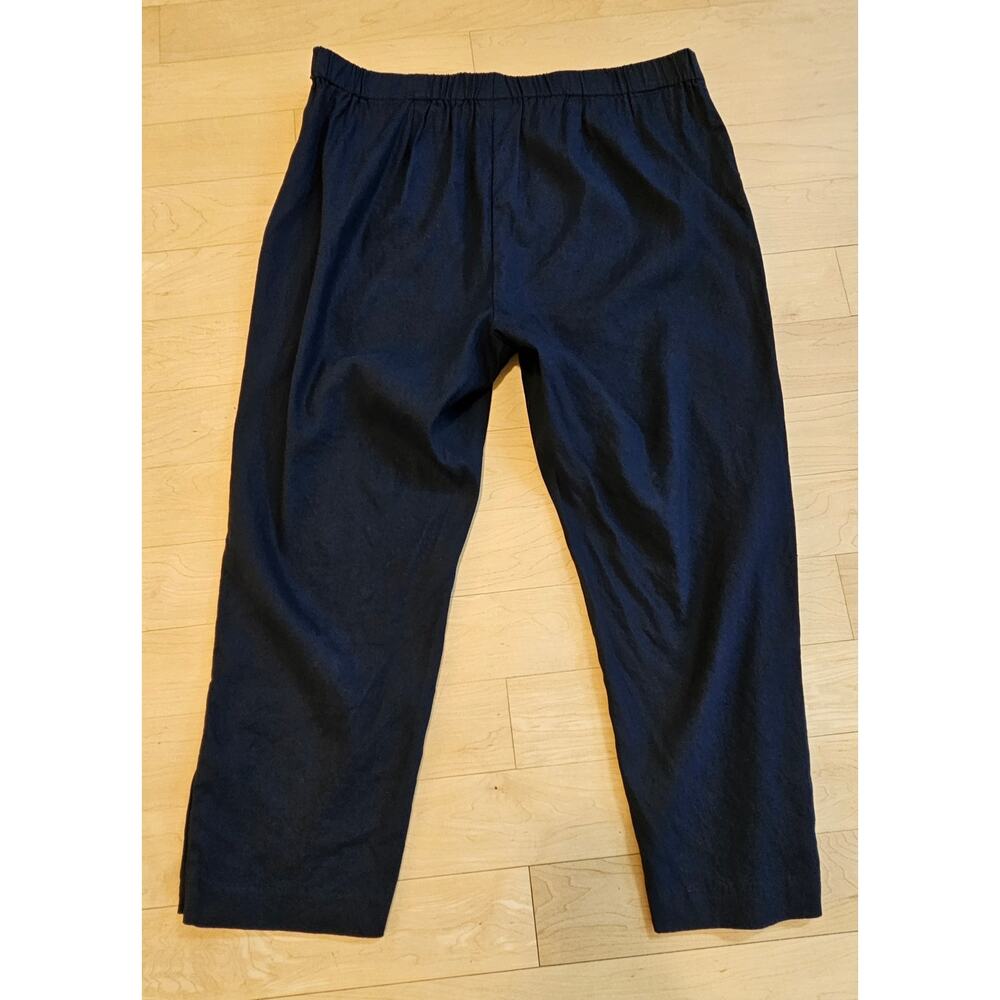 J Jill Linen Stretch Navy Cropped Capri Pants L - Picture 2 of 6